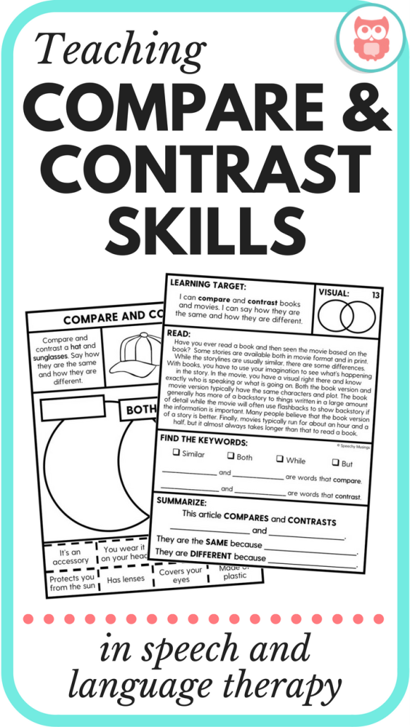 Speech Therapy Compare and Contrast Activities | Speechy Musings
