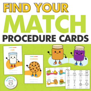 Find Your Match editable word association cards for speech therapy with picture, color and custom text matching pairs
