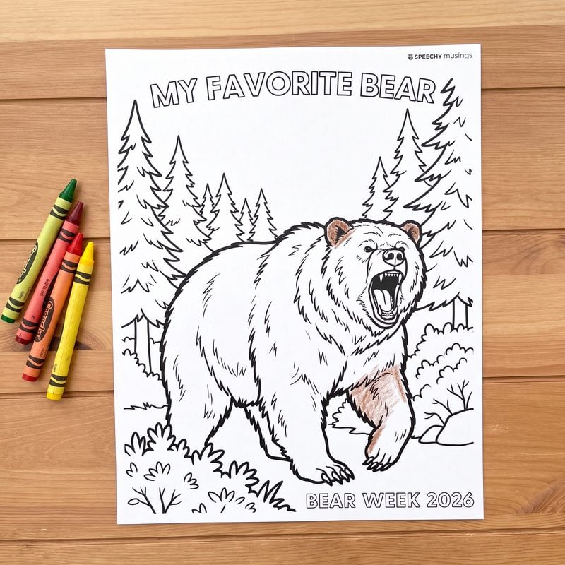 Free My Favorite Bear coloring page for Bear Week 2026
