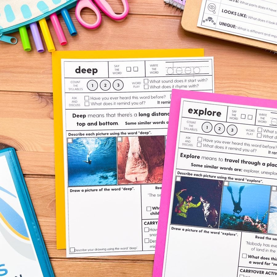 Real printed Speechy Musings resource pages