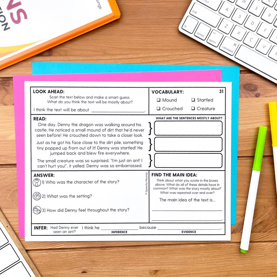 Real printed Speechy Musings resource pages