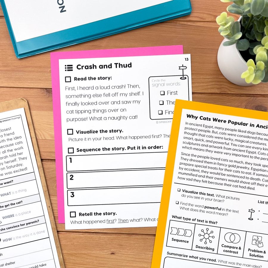 Real printed Speechy Musings resource pages